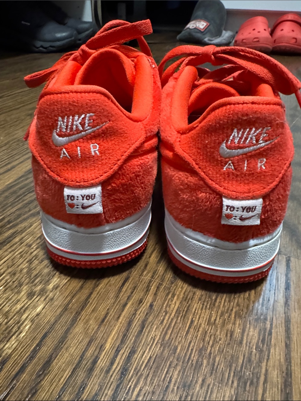 Nike Kids Red and White Suede-Look Low Top Sneakers - Picture 2 of 5